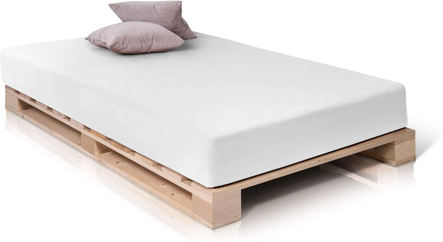 Bild von PALETTI Massivholzbett aus Fichte in 90 x 200 cm mit 11 Leisten, Made in Germany