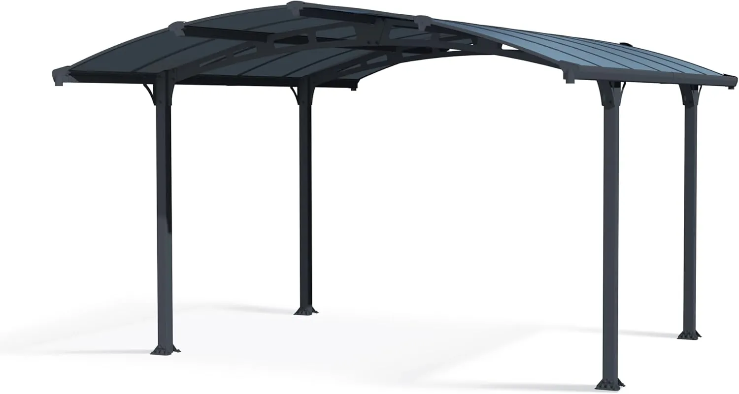 Bild von Palram Arcadia 4300 Carport aus Aluminium und verzinktem Stahl mit den Maßen 4,3 x 3,5 m, inklusive Regenrinne und 10 Jahren Garantie