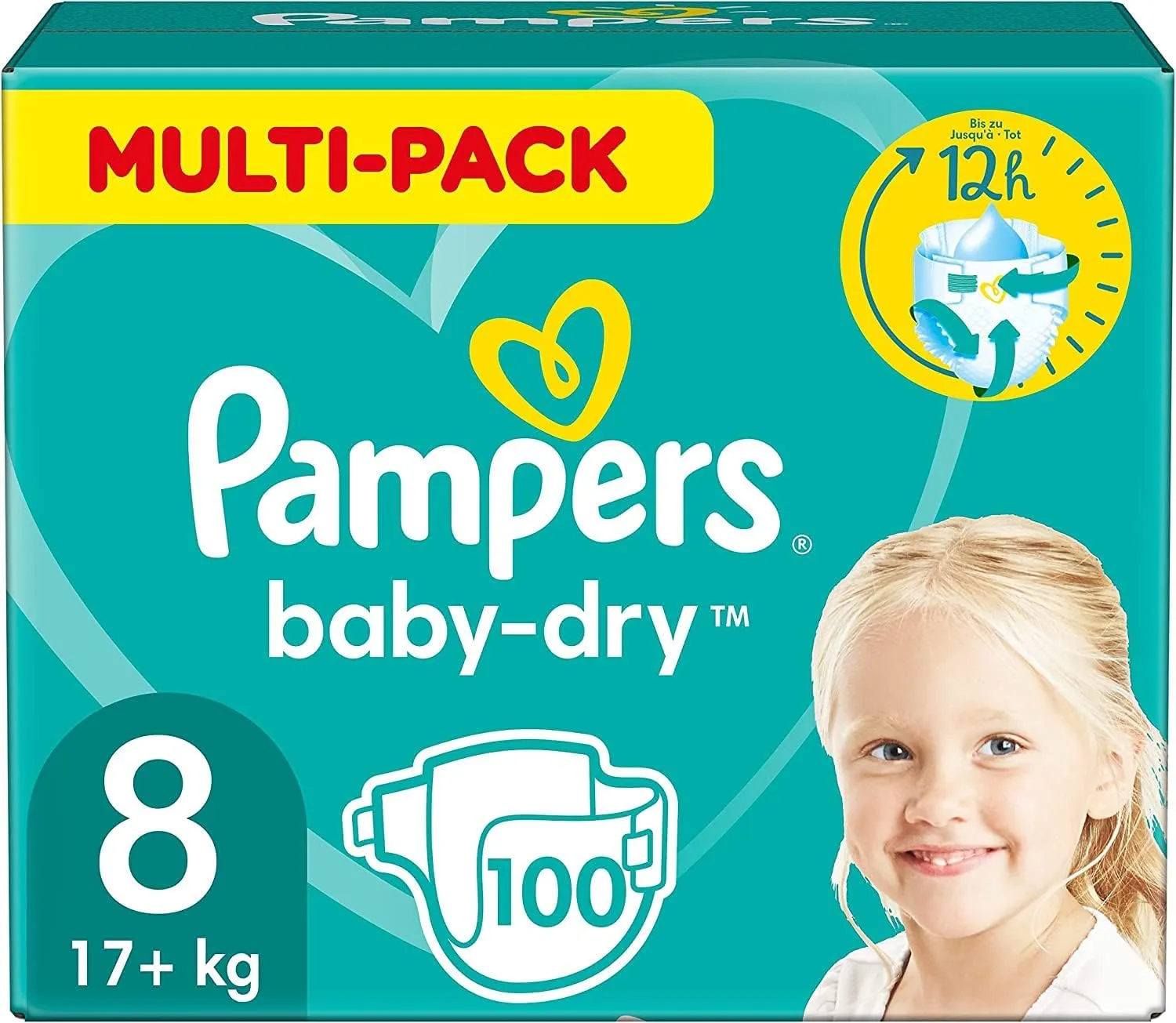 Bild von Pampers Baby-Dry Windeln Größe 8 für Babys über 17 kg, Extra Large