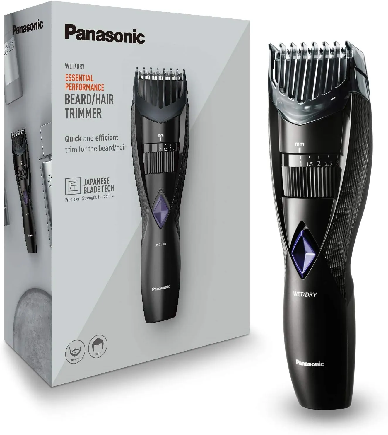 Bild von Panasonic ER-GB37 Bartschneider und Haarschneider in Schwarz, wasserdicht und abwaschbar