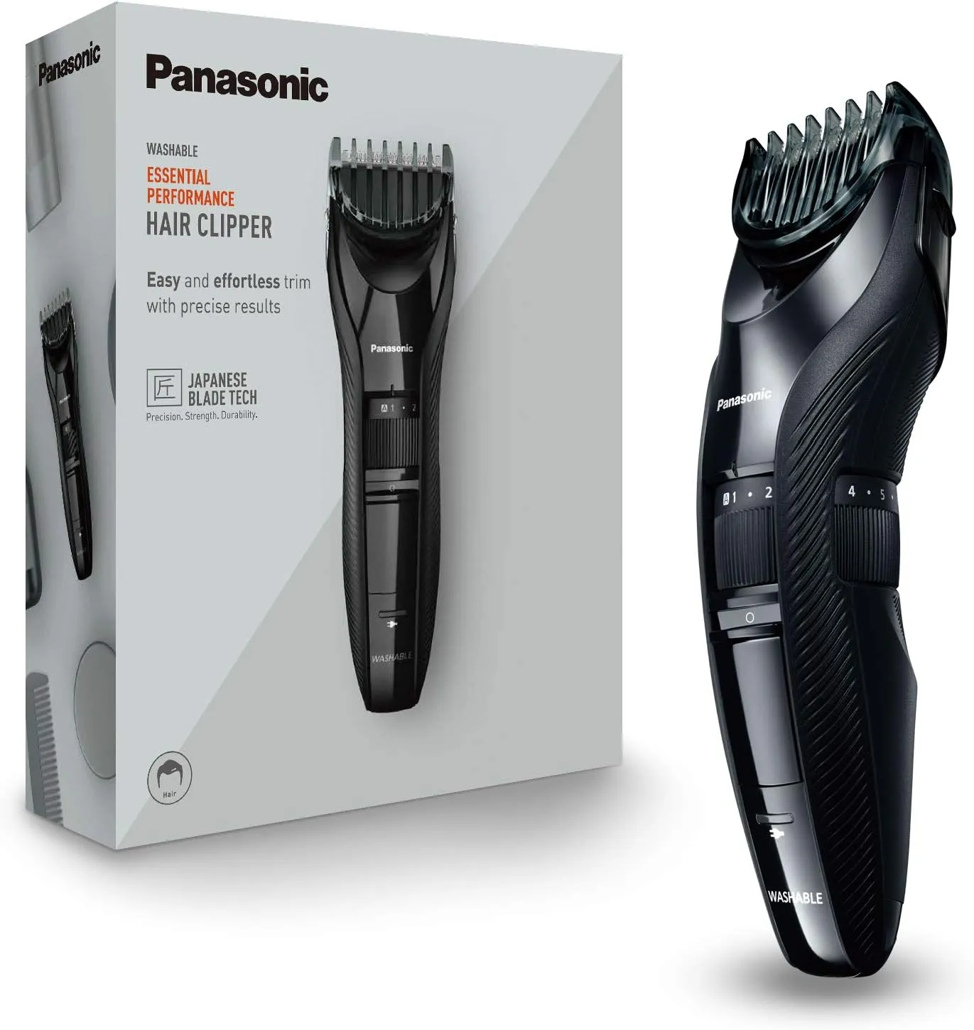 Bild von Panasonic ER-GC53 Haarschneider für Männer mit 19 Längeneinstellungen, tragbar und wasserdicht, kabellos und kabelgebunden, in Schwarz
