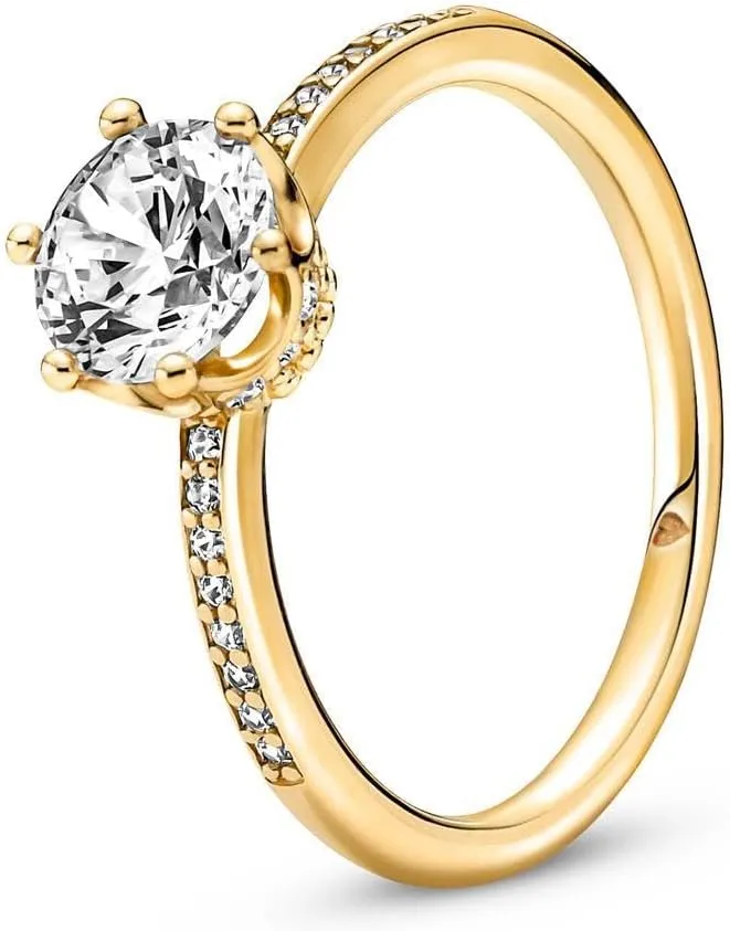 Bild von PANDORA Passions Ring Krone aus 14-karätigem Gold mit klarem Cubic Zirkonia