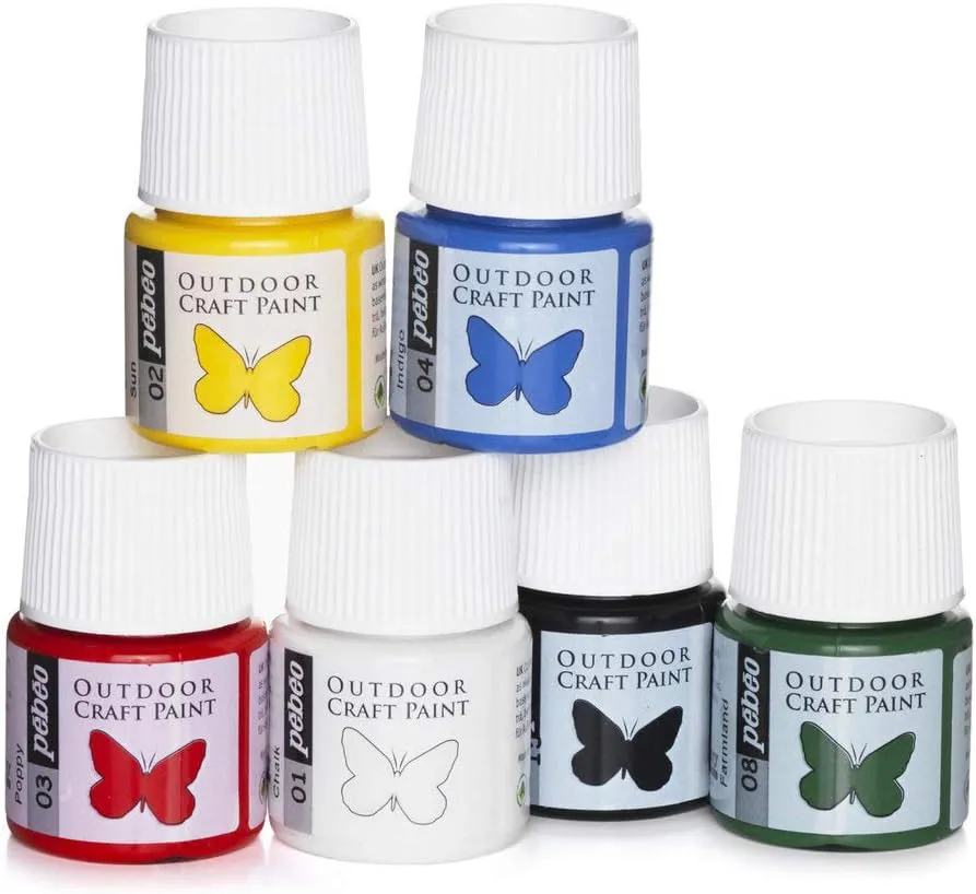 Bild von Panduro Basic Set mit 6 x 20 ml wasserbasierten Acrylfarben für Holz, Stein, Metall, Beton und Leder
