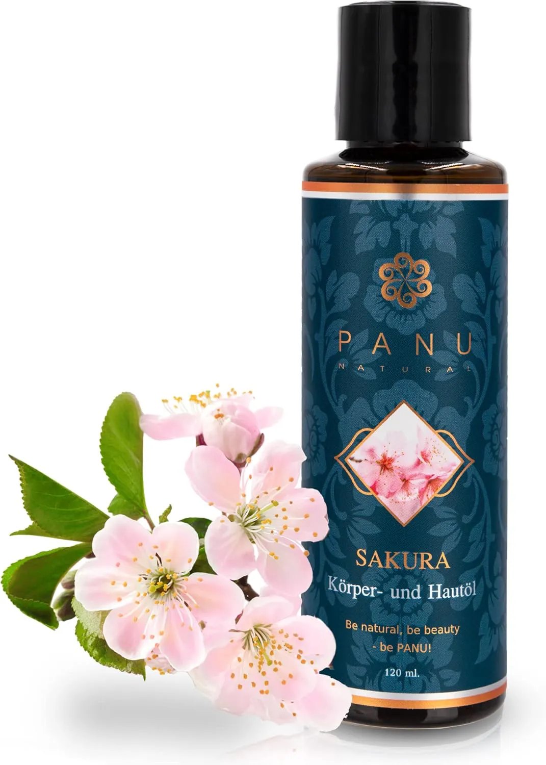 Bild von Panu Natural Massageöl Sakura, pflegendes und feuchtigkeitsspendendes Körperöl für entspannende Massagen