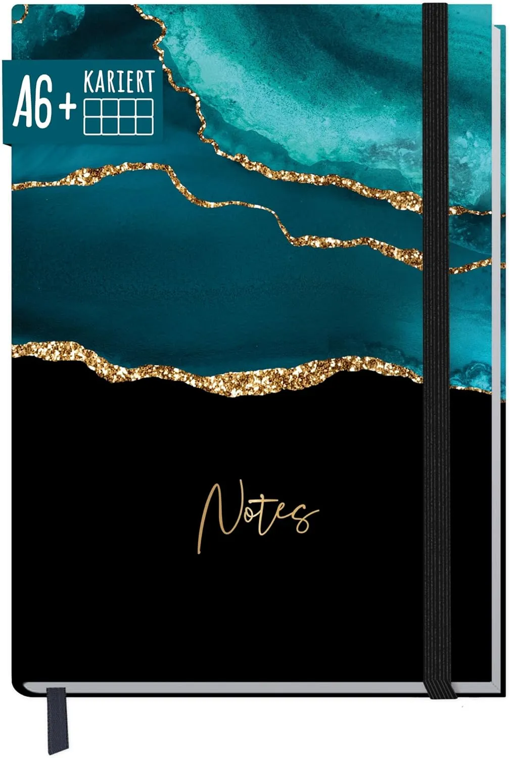 Bild von paper&you Notizbuch A6+ kariert in Shiny Teal mit 156 Seiten, nachhaltig und klimafreundlich
