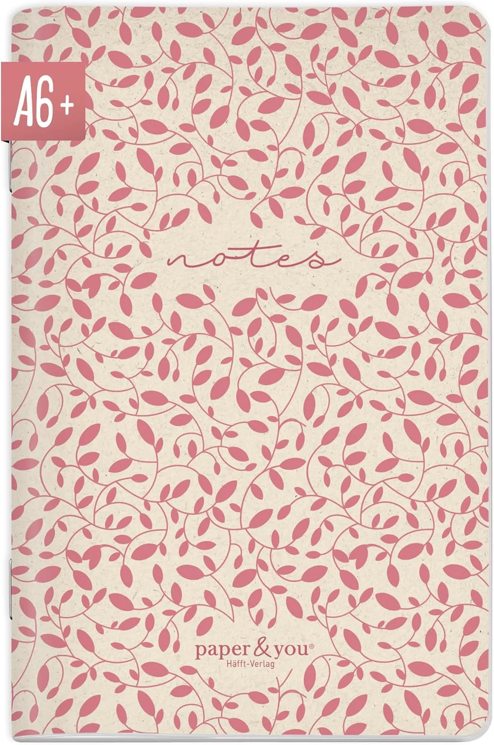 Bild von paper&you Notizheft A6 Plus mit gepunkteten Seiten und 64 Blättern im Design Red Leaves, nachhaltig und klimafreundlich
