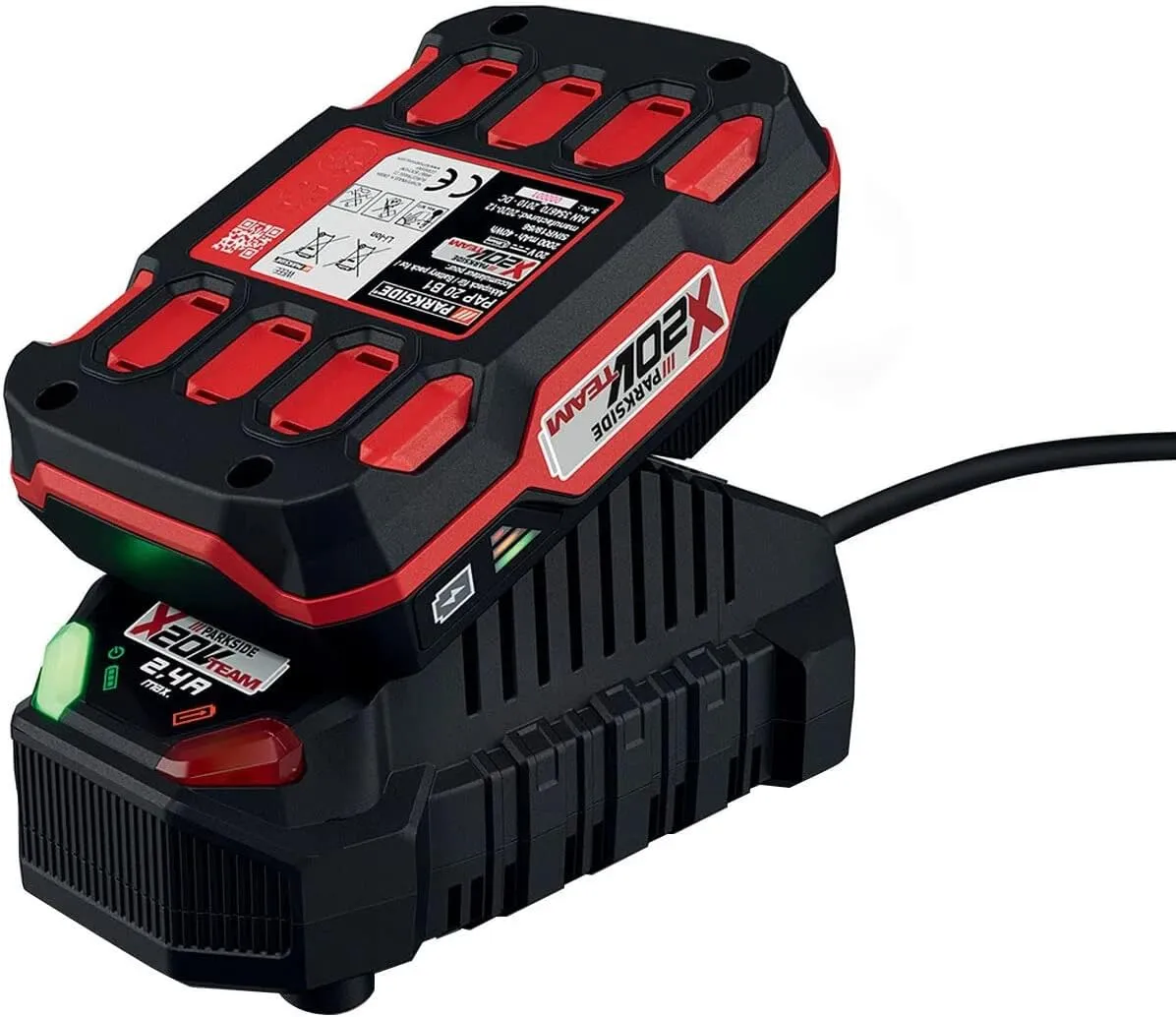 Bild von Parkside 20 V Lithium-Ionen-Akku PAP 20 B1 mit 60 Minuten Ladegerät PLG 20 C1 für längere Akkulaufzeit