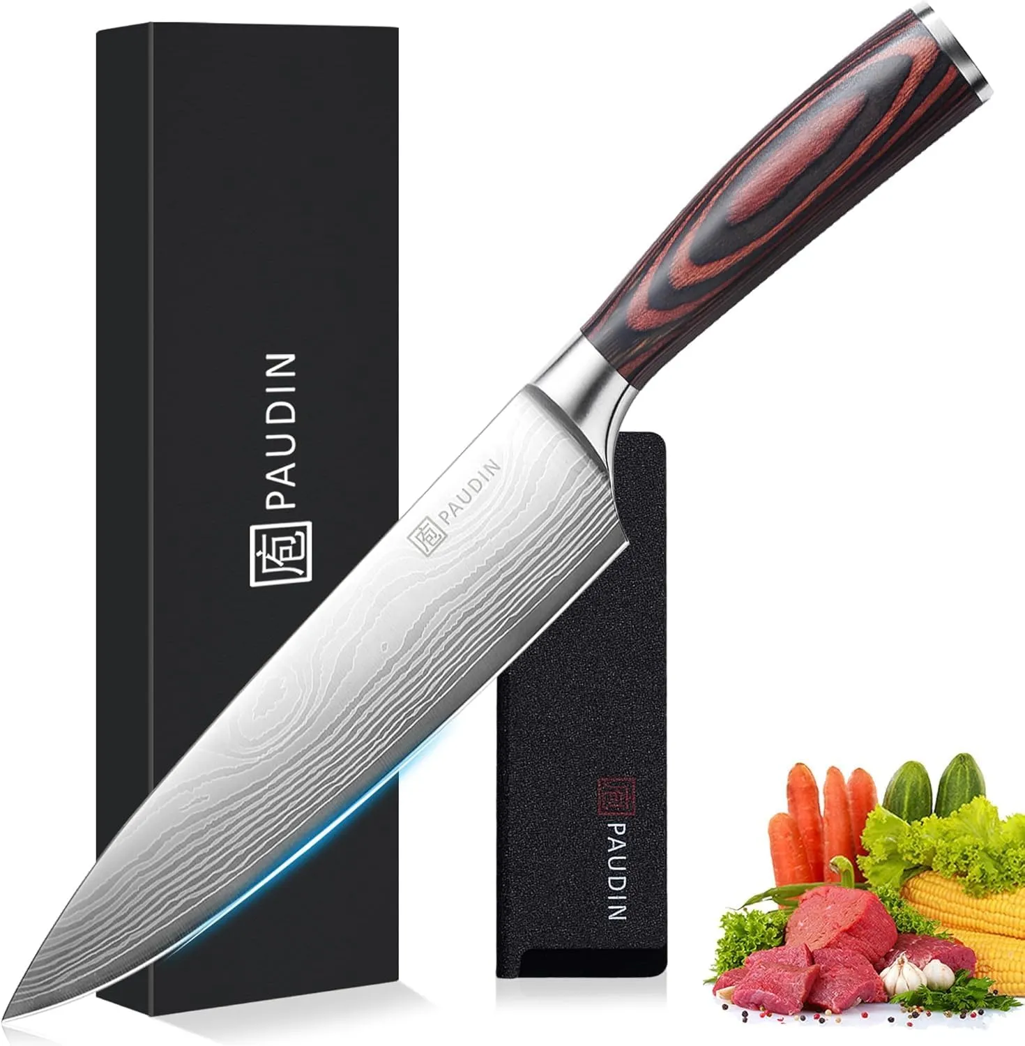 Bild von PAUDIN Kochmesser mit 20 cm Klingenlänge aus hochwertigem Carbon Edelstahl und ergonomischem Griff