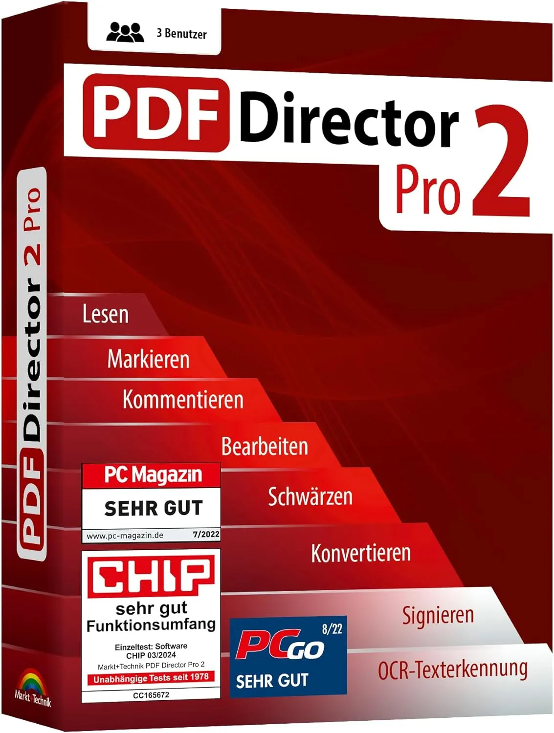 Bild von PDF Director 2 PRO für 3 PCs mit OCR Modul zur Bearbeitung, Erstellung, Konvertierung, Schutz und Signierung von PDFs für Windows 11, 10, 8.1 und 7
