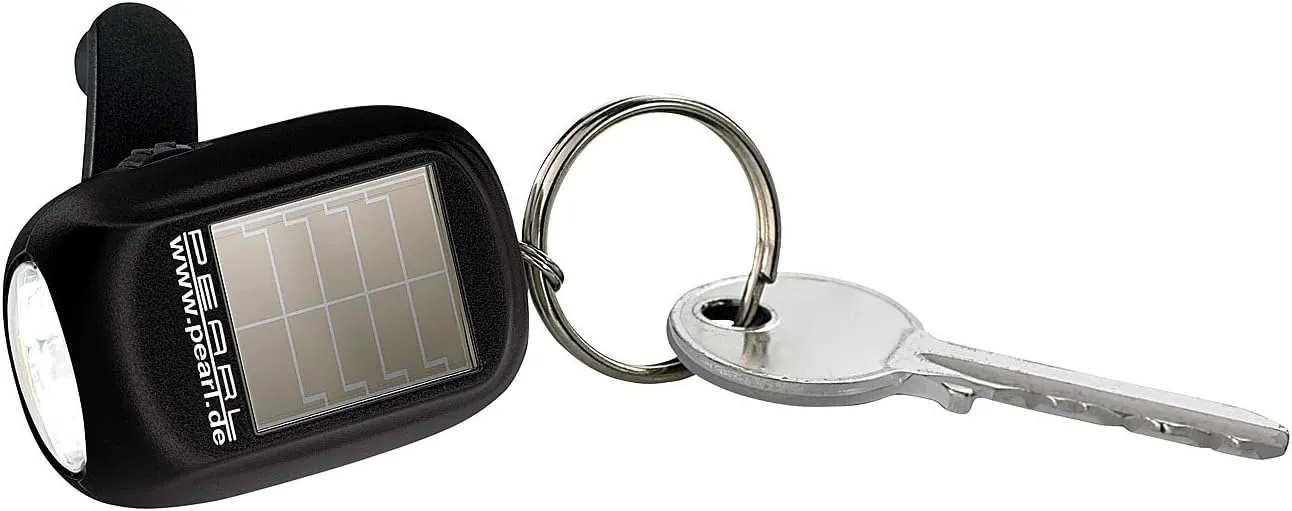 Bild von PEARL Solar Schlüsselanhänger mit Mini-LED-Taschenlampe und Dynamo für Camping