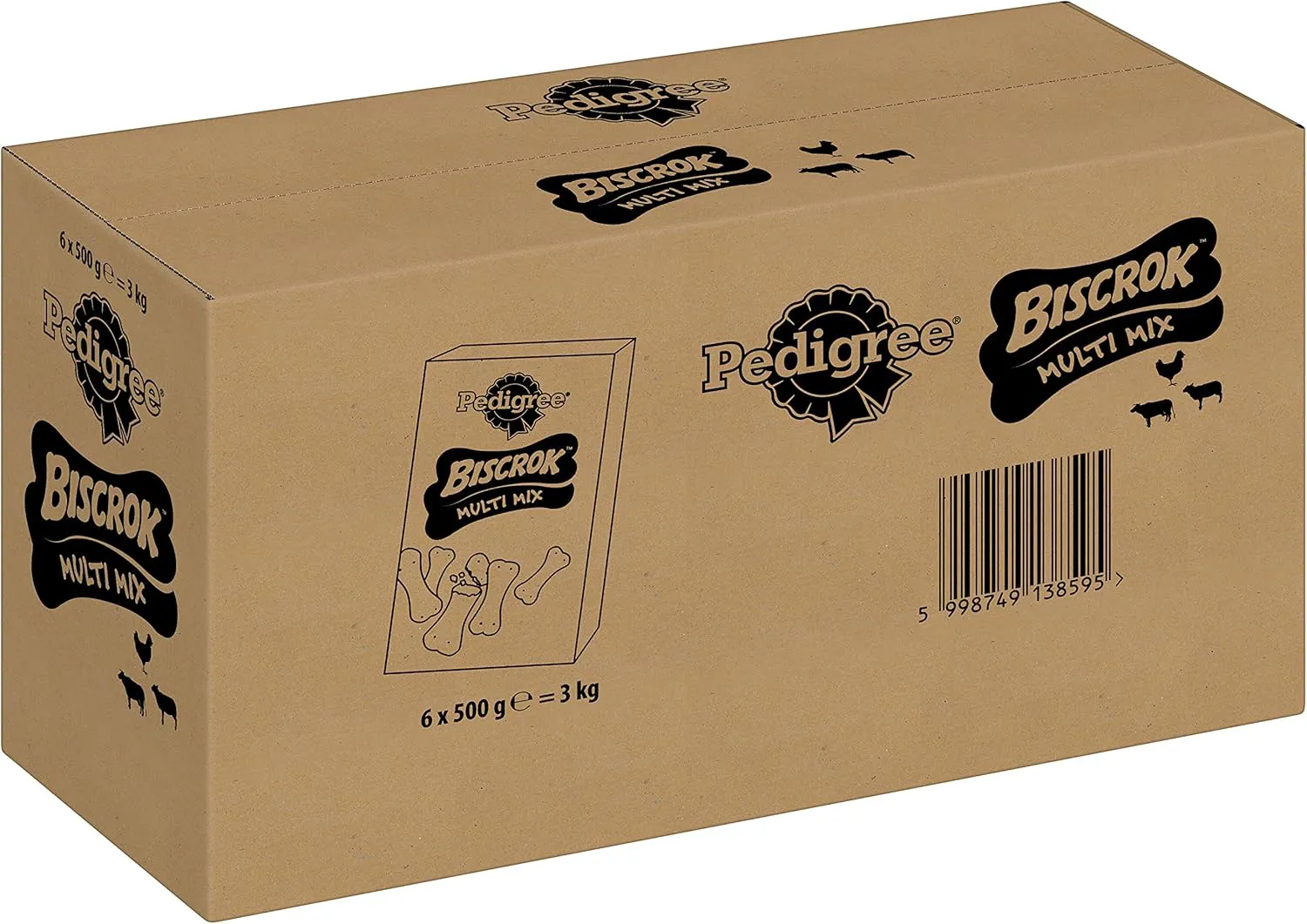 Bild von Pedigree Biscrok Multi Mix Hundesnacks 6er Pack mit 3 Geschmacksrichtungen, ideal für das Training oder als Snack zwischendurch