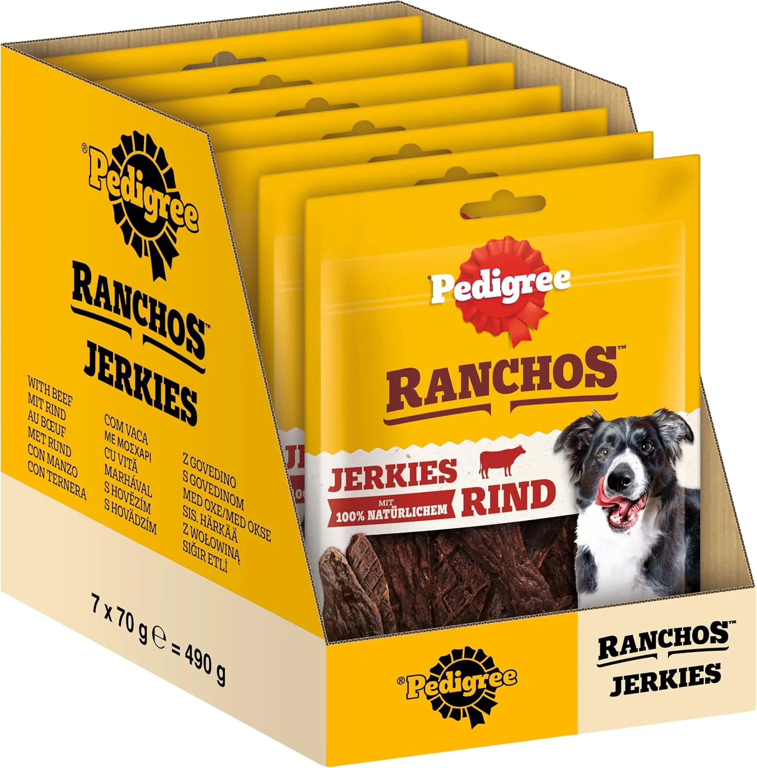 Bild von Pedigree Ranchos Originals Hundesnacks im 7er Pack mit 7x70g, weiche Rindfleischleckerlis schonend getrocknet, geeignet für kleine und große Hunde