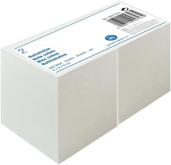Bild von Pelikan Notizklotz 27235 aus Umweltschutzpapier, 900 Blatt, 9 x 9 x 9 cm, 2 Stück
