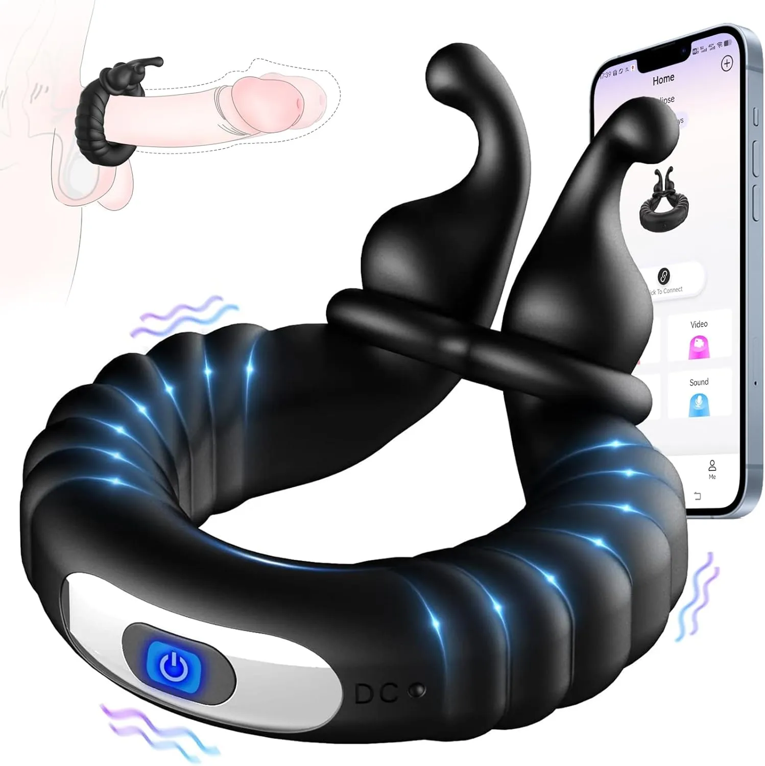 Bild von Penisring Vibrator für Paare mit verstellbarer Größe und 10 Vibrationsmodi