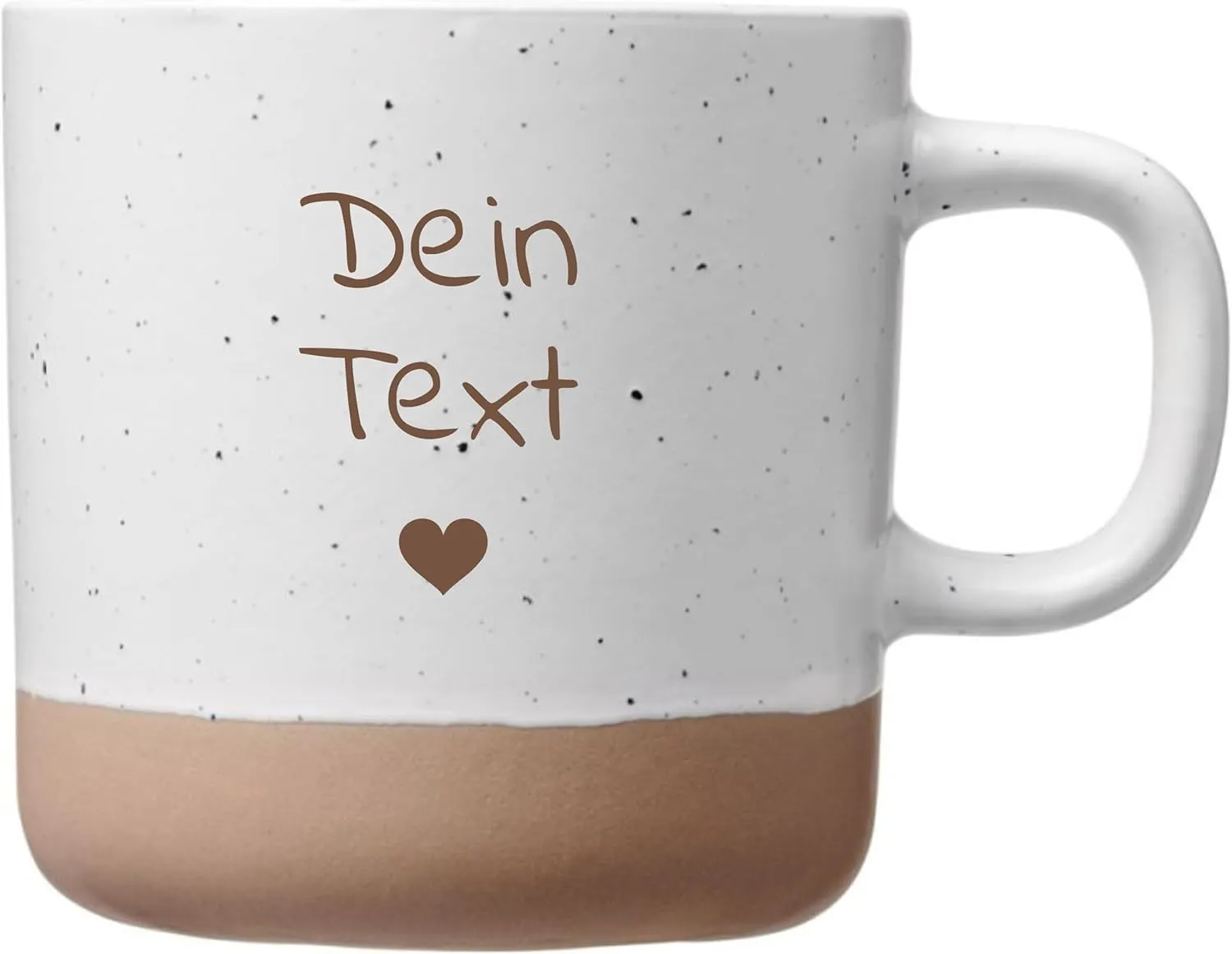 Bild von Personalisierte weiße Keramiktasse mit 360ml, spülmaschinenfest und gravierbarem Design links vom Griff