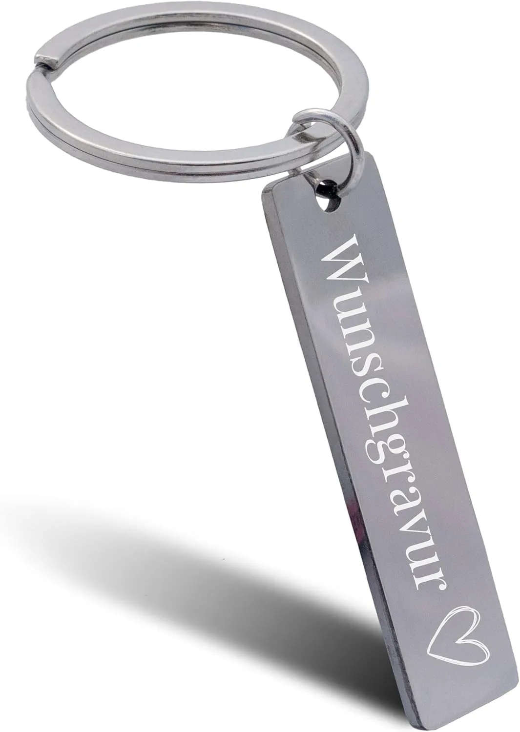 Bild von Personalisierter silberner Schlüsselanhänger mit Gravur für individuelle Geschenke