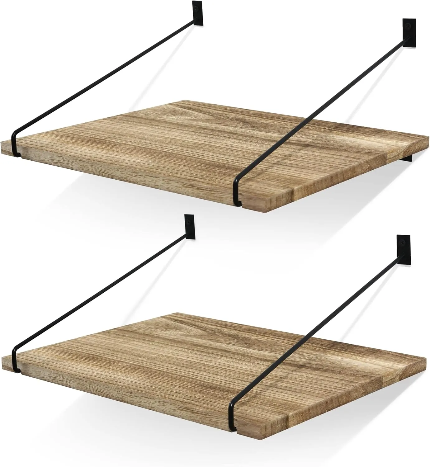 Bild von Petrala 2er Set Wandregal aus Holz für rustikale Aufbewahrung in Küche, Badezimmer, Schlafzimmer und Wohnzimmer