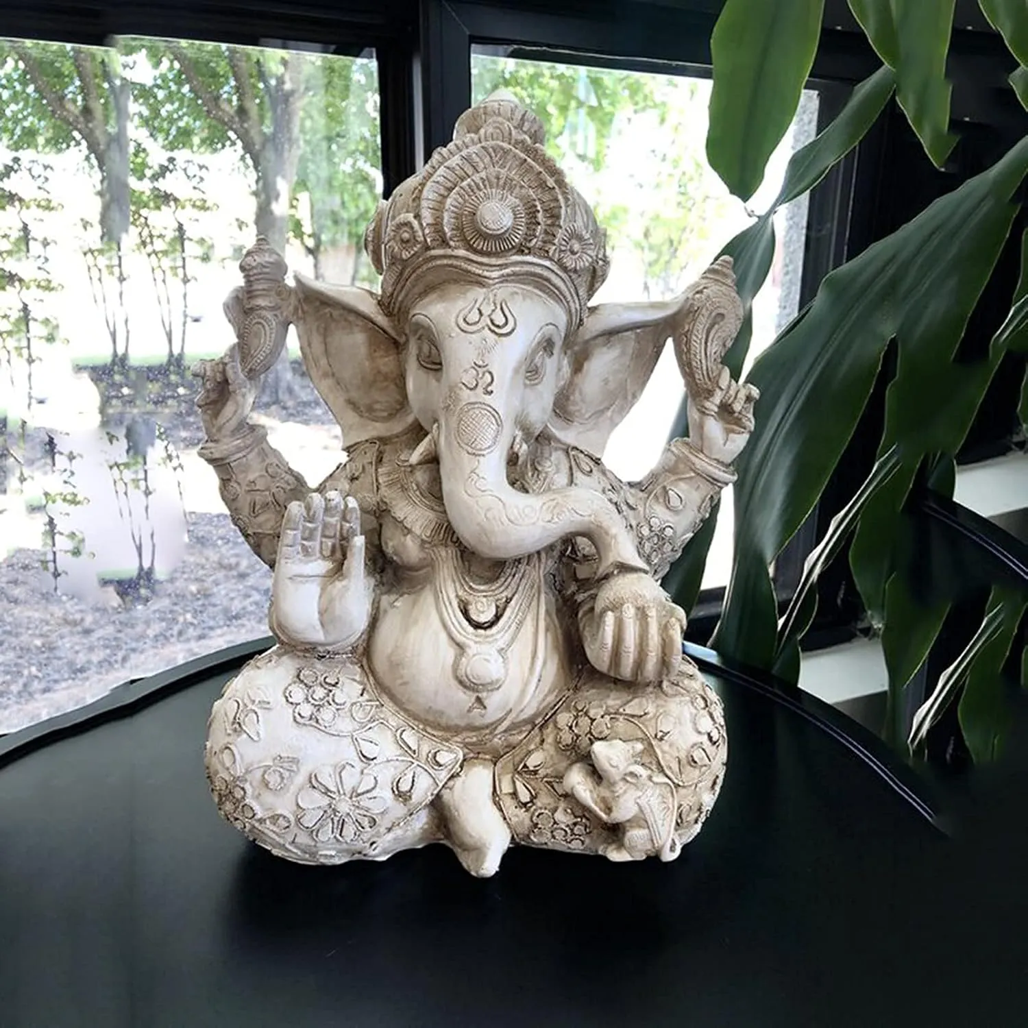 Bild von Pevfeciy Ganesha Figur 30 cm handgefertigte Buddha Statue für Zen Garten und Wohnraumdekoration