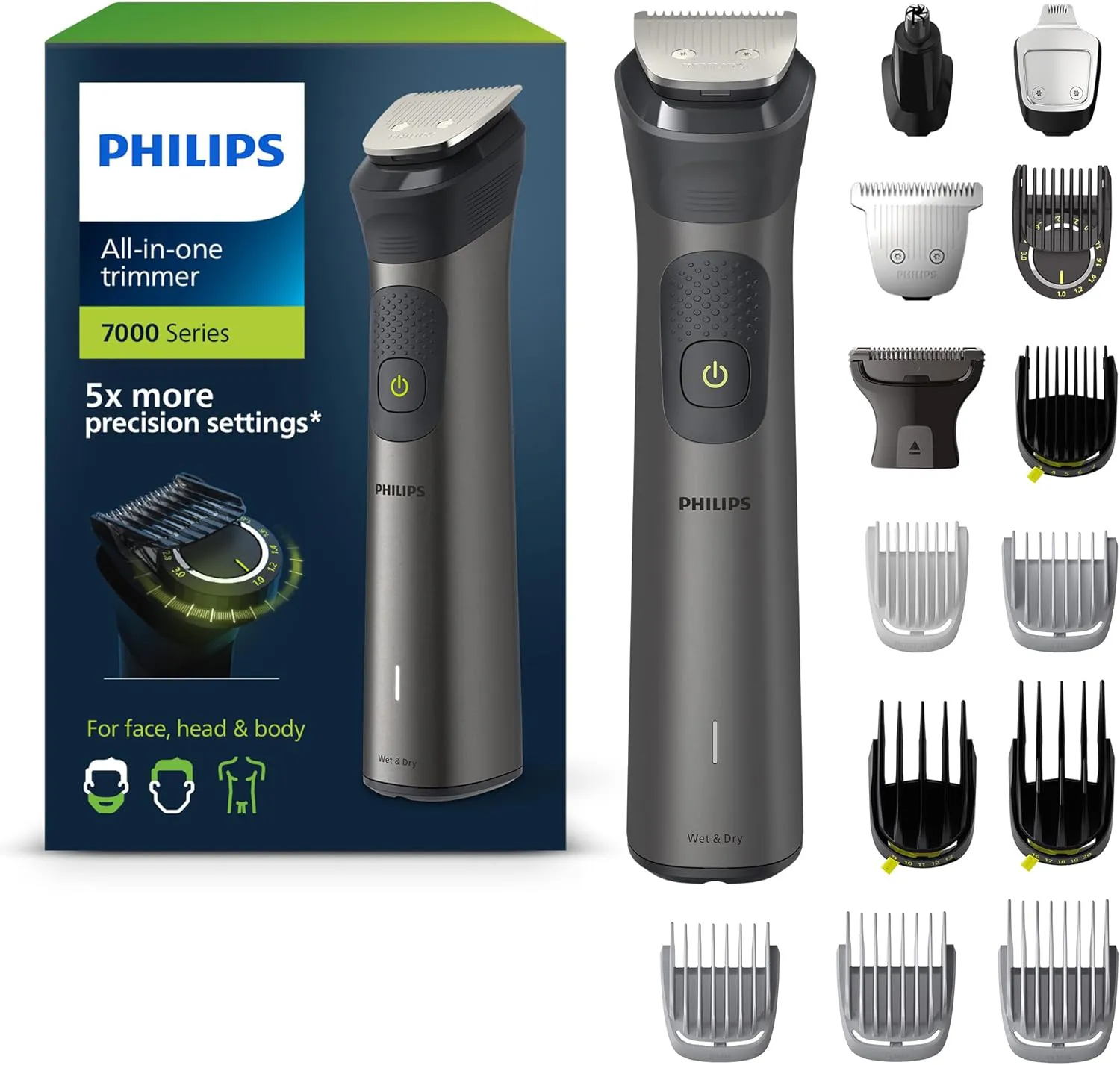 Bild von Philips Multigroom Series 7000 MG7950/15 All-in-One-Trimmer mit 15 Funktionen und 26 Längeneinstellungen von 0,5 bis 20 mm