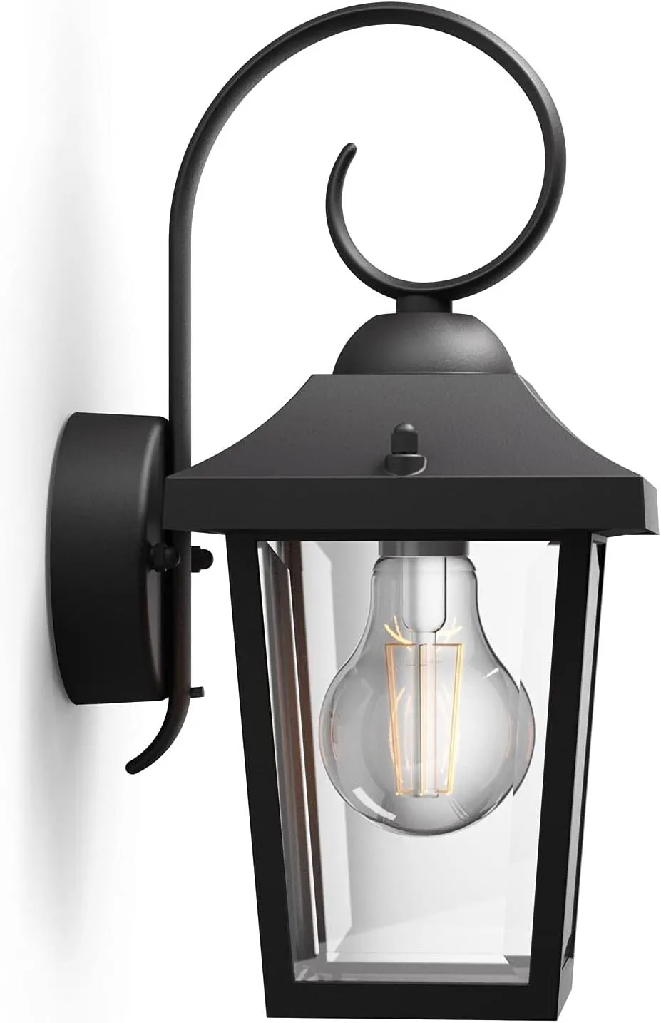 Bild von Philips myGarden Buzzard Außenwandleuchte in Schwarz mit E27 Fassung, IP44 Schutzart, Maße 17,5 x 13 x 29 cm