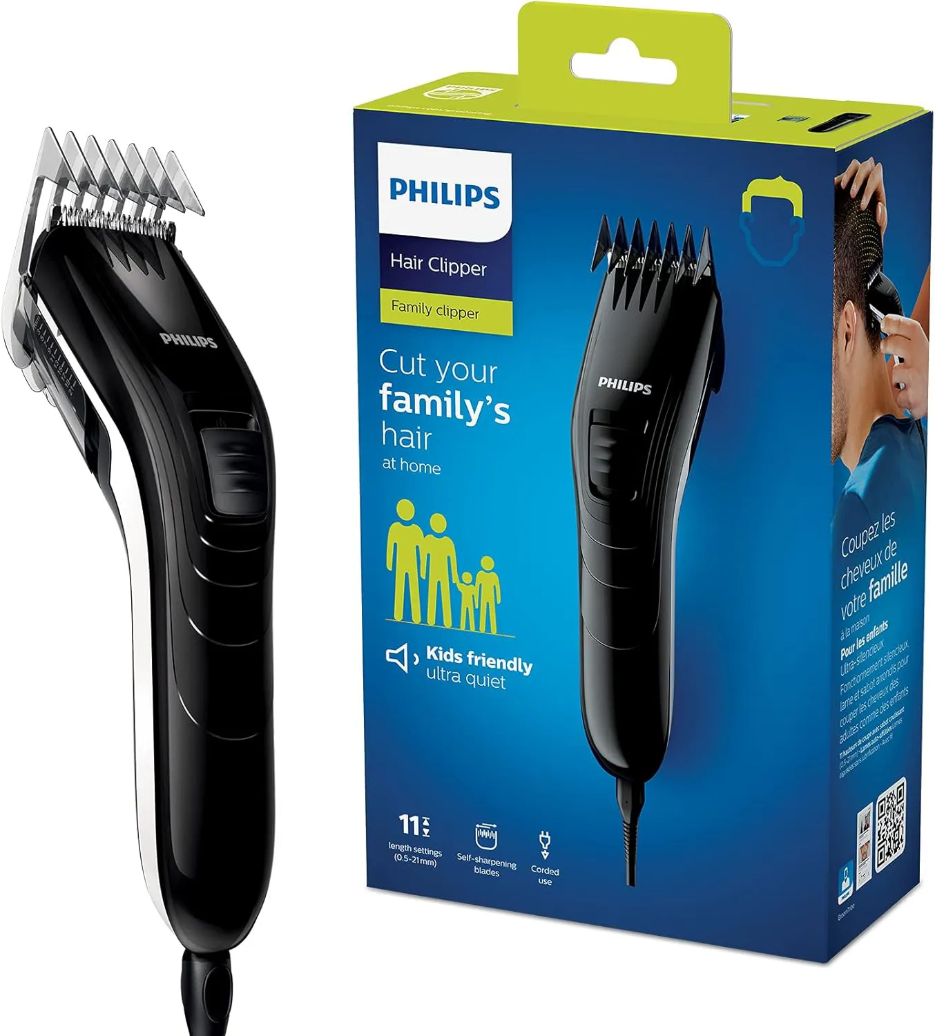 Bild von Philips QC5115 Haarschneider für die ganze Familie mit Edelstahlklingen und 11 Längeneinstellungen, kabelgebunden