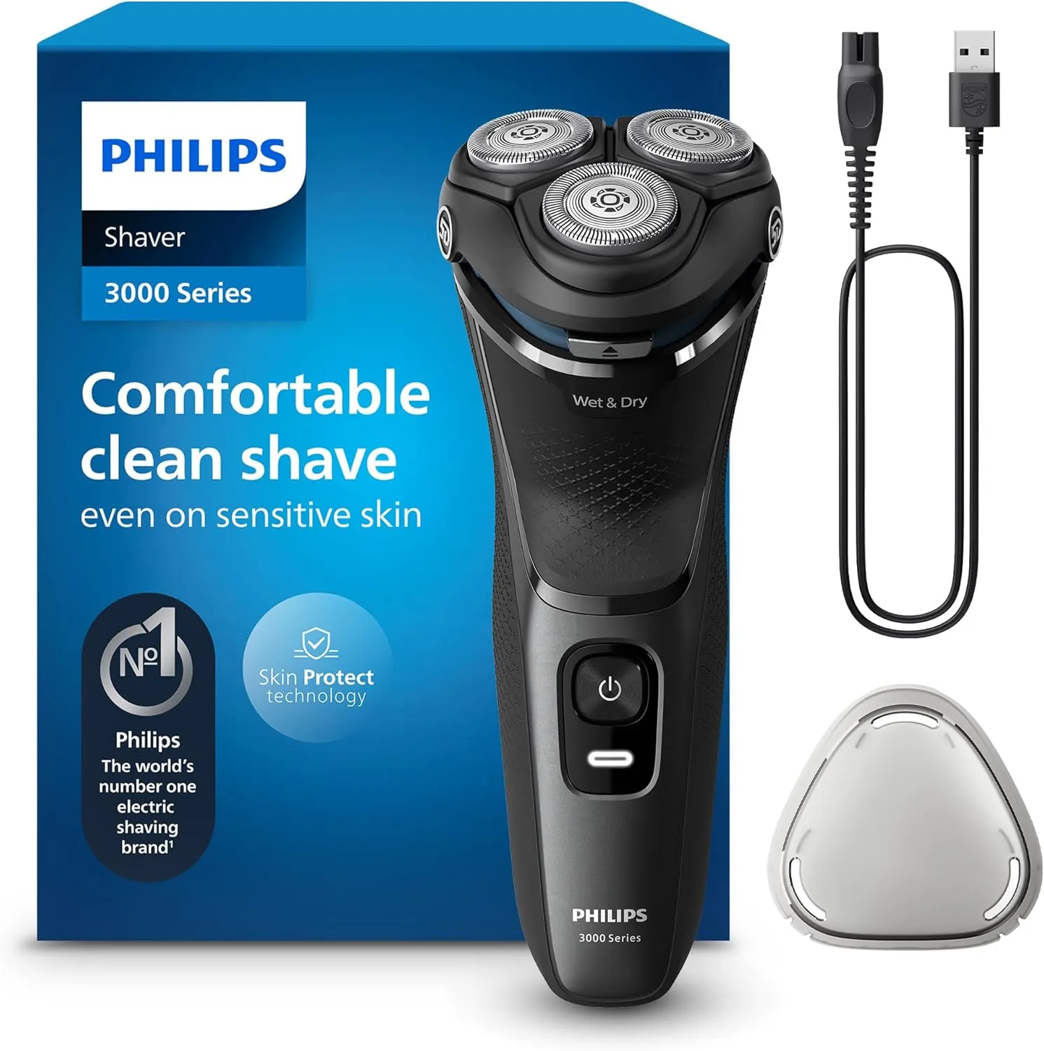 Bild von Philips S3145/00 Series 3000 Rasierer für Männer mit SkinProtect-Technologie und ausklappbarem Bartschneider, kabellos in Anthrazit