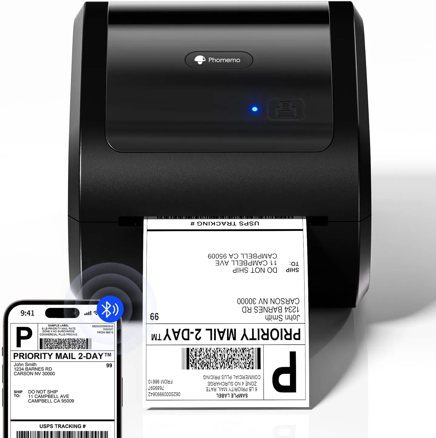 Bild von Phomemo D520BT Bluetooth Thermodrucker für 4x6 Zoll Etiketten, kompatibel mit eBay, Amazon, Etsy, Shopify, UPS und FedEx, in Schwarz