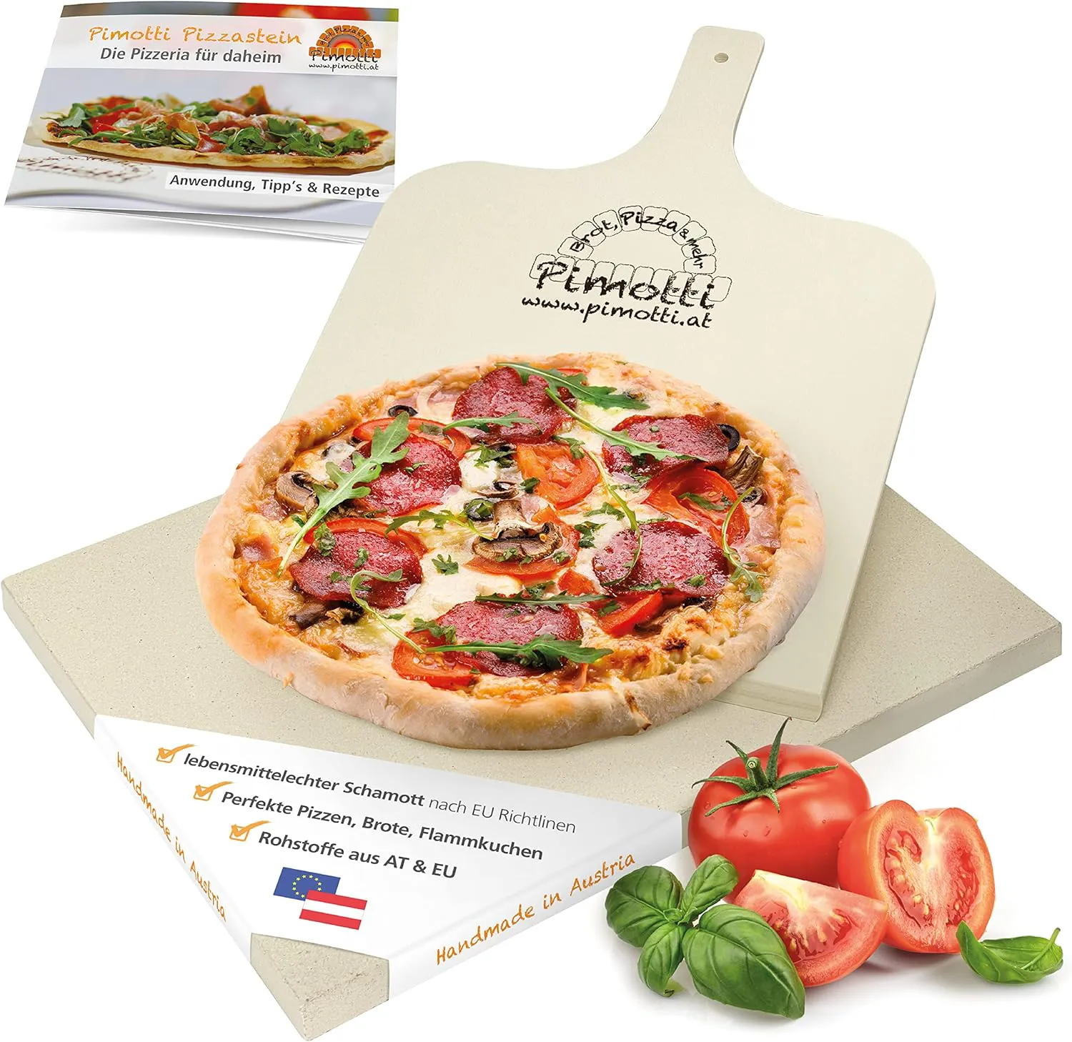 Bild von PIMOTTI Pizzastein 2,5 cm eckig aus Schamott für Backofen und Grill