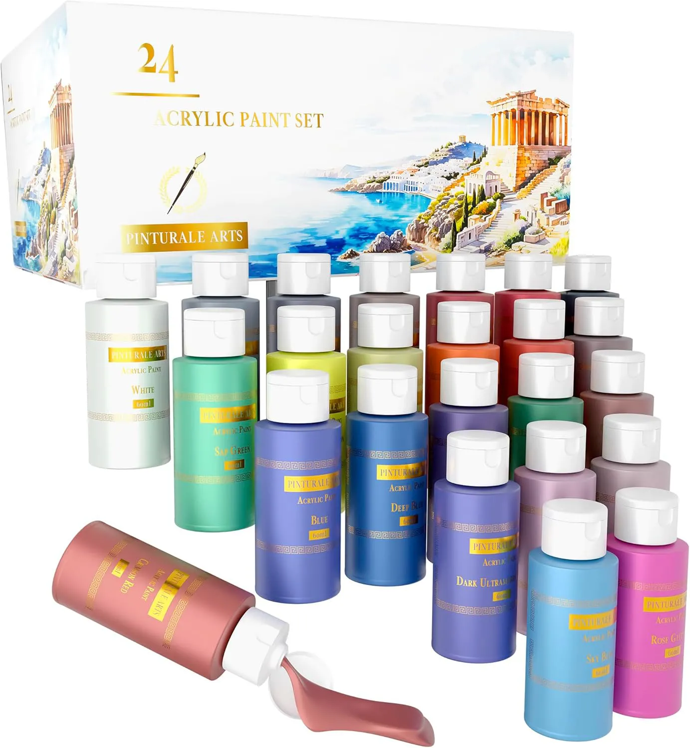 Bild von Pinturale Acrylfarben Set mit 24 x 60 ml für professionelle Bastelarbeiten und kreative Projekte