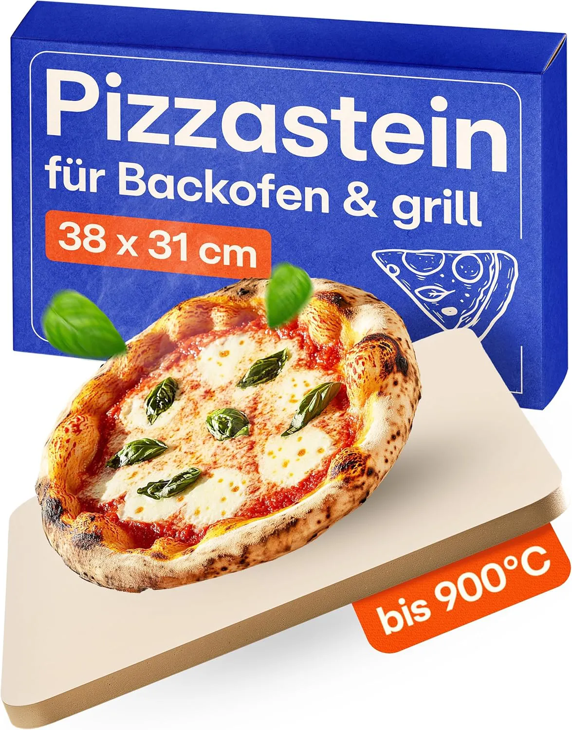 Bild von Pizzastein aus Cordierit für Backofen und Gasgrill bis 900 Grad