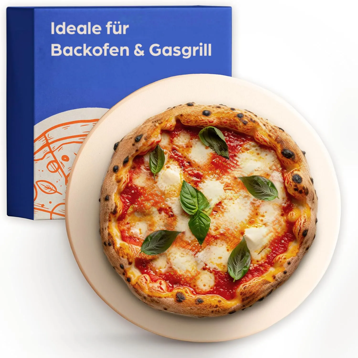 Bild von Pizzastein aus Cordierit mit 30 cm Durchmesser für Backofen und Gasgrill bis 900 Grad