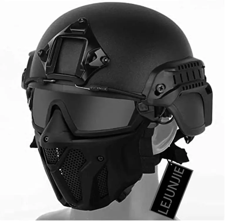 Bild von PJ Taktik Airsoft Set mit Helm und Vollgesichtsschutzmaske, inklusive abnehmbarer Antibeschlagbrille