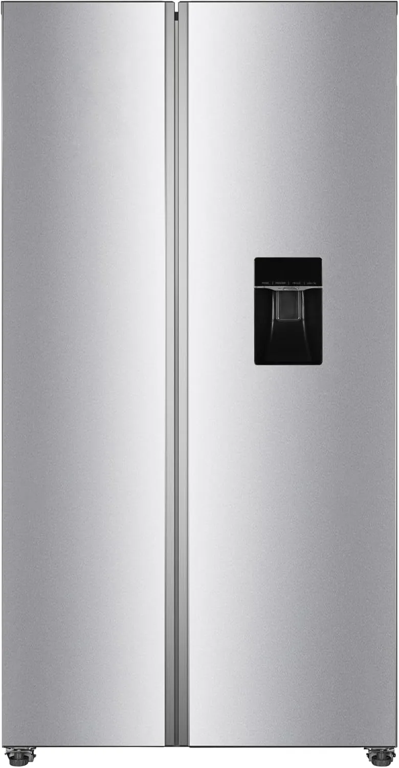 Bild von PKM SBS288-151EIXWD Side by Side Kühl-Gefrierkombination mit Inox Design, 288 Liter Kühlen, 151 Liter Gefrieren, 39 dB, NoFrost, Wasserspender und Display, freistehend