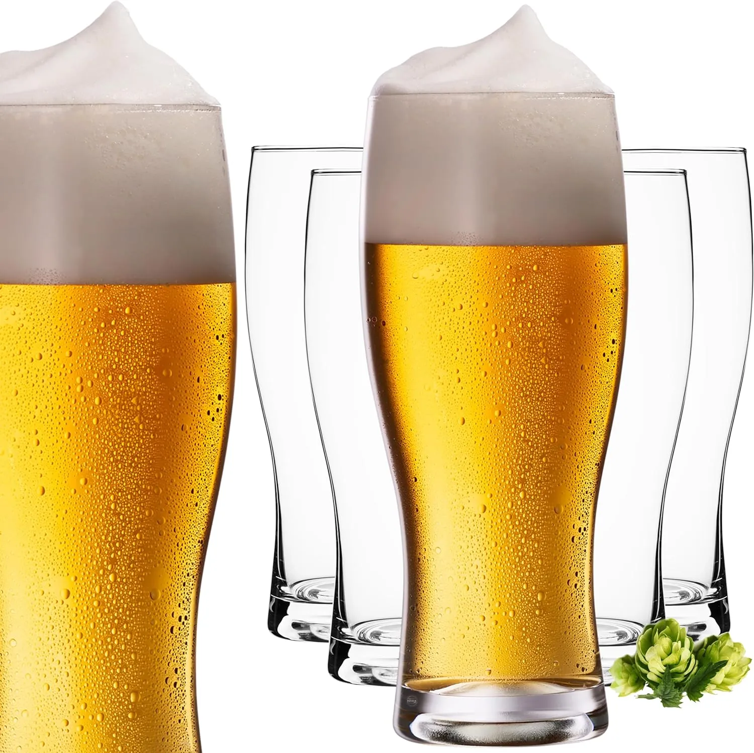 Bild von PLATINUX Set mit 6 Biergläsern aus Glas, 500 ml, für Weizenbier und andere Biere