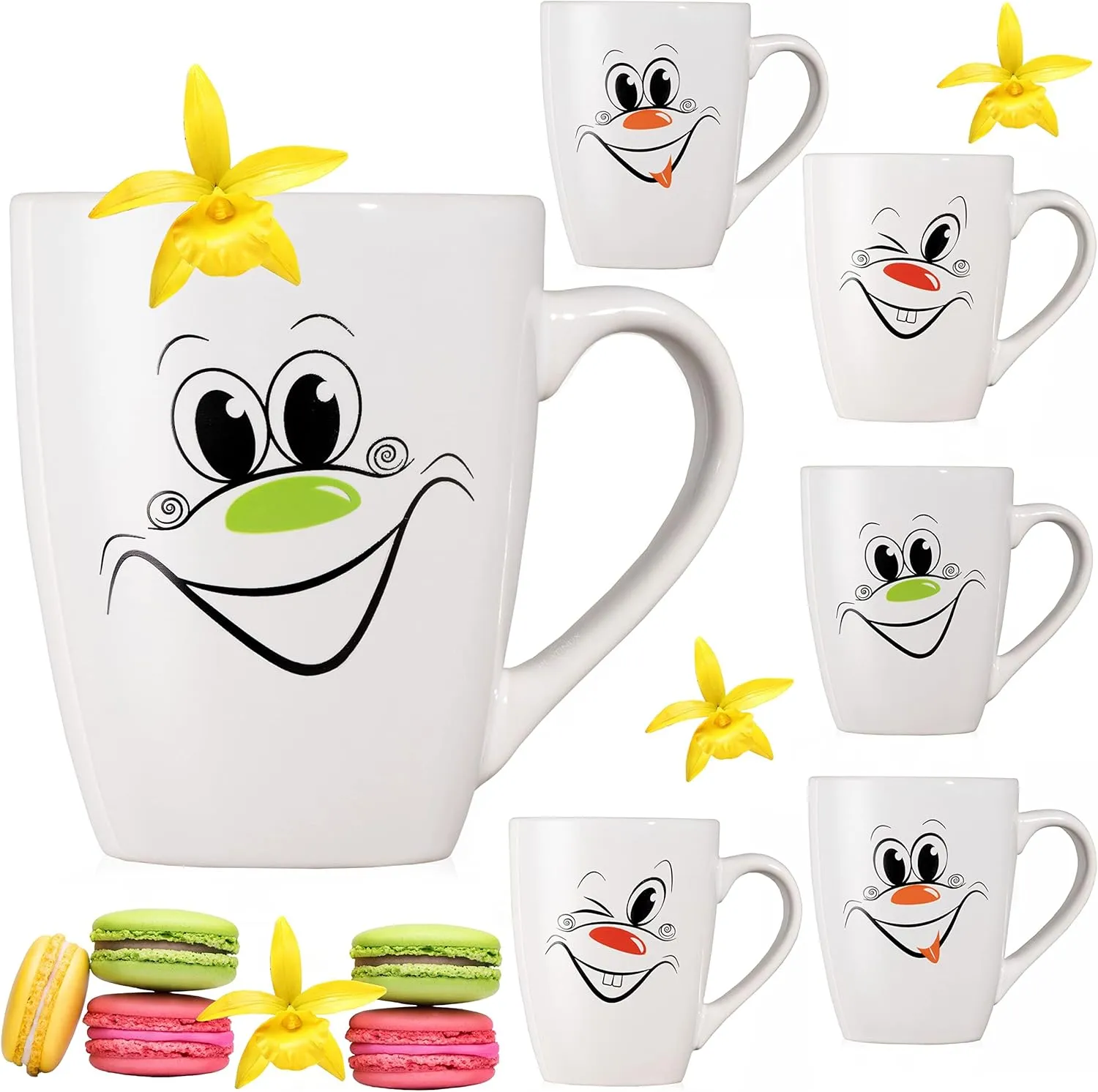Bild von PLATINUX Set mit 6 Kaffeetassen mit Motiv Lachen und 250 ml Fassungsvermögen