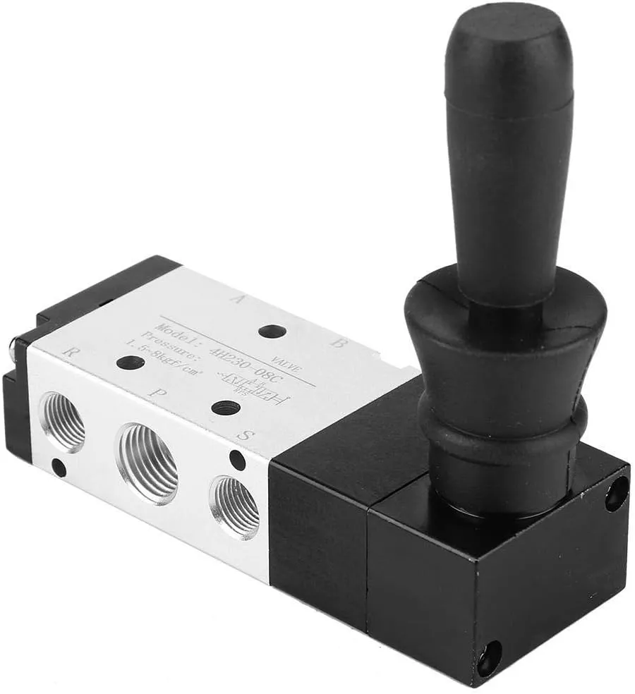 Bild von Pneumatik Handhebelventil mit 5 und 3 Wegen aus Aluminiumlegierung, manuelle Steuerung und G1/4 Einlass, Modell 4H230-08