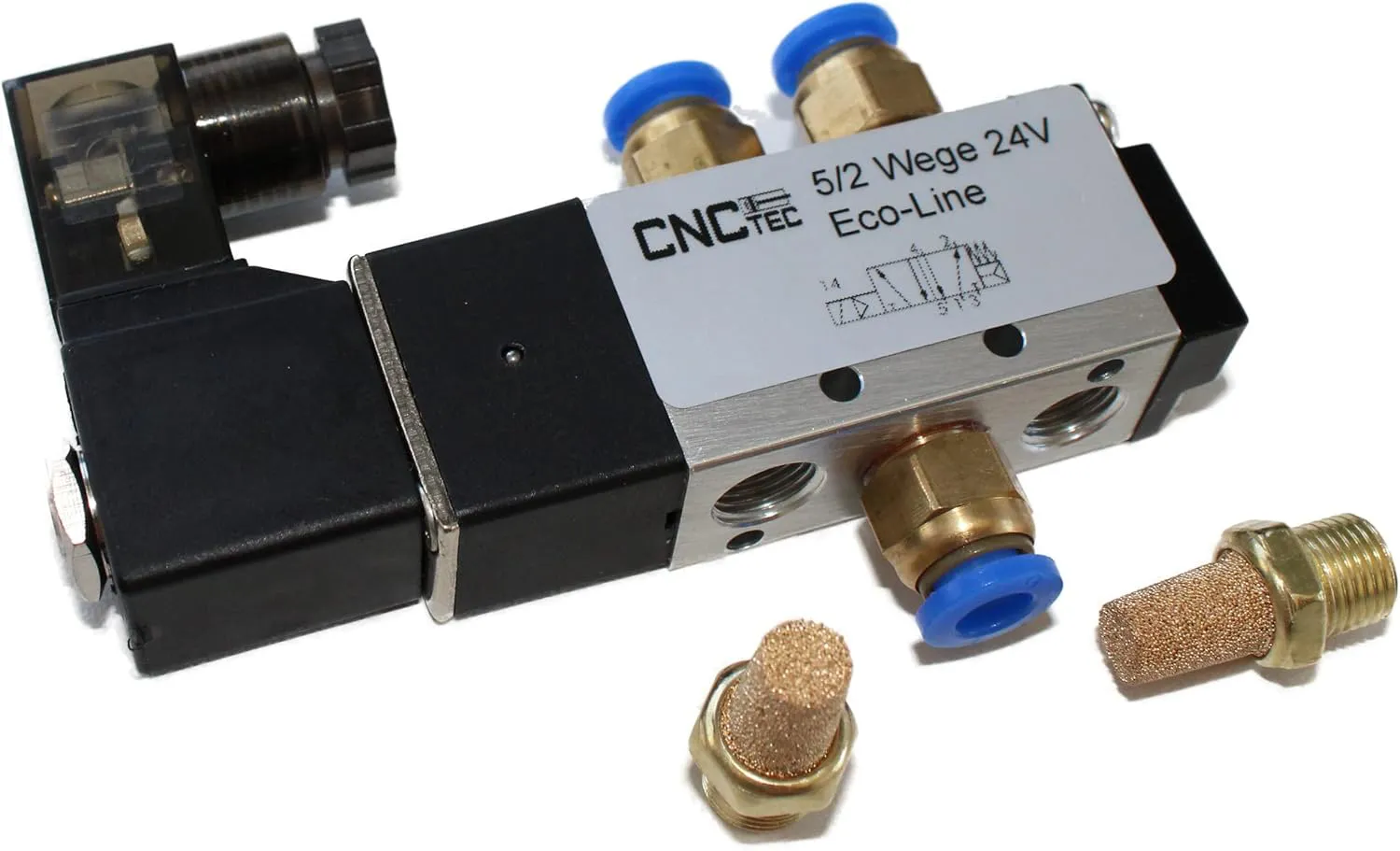 Bild von Pneumatikventil 5/2 Wege Magnetventil 1/8 Zoll 24 Volt DC für Druckluft