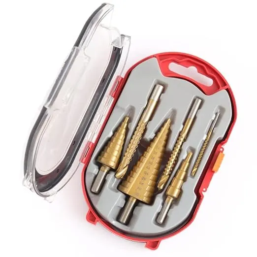 Bild von POIU 6-teiliges HSS Stufenbohrer Set mit Titanbeschichtung für Metall- und Holzbearbeitung