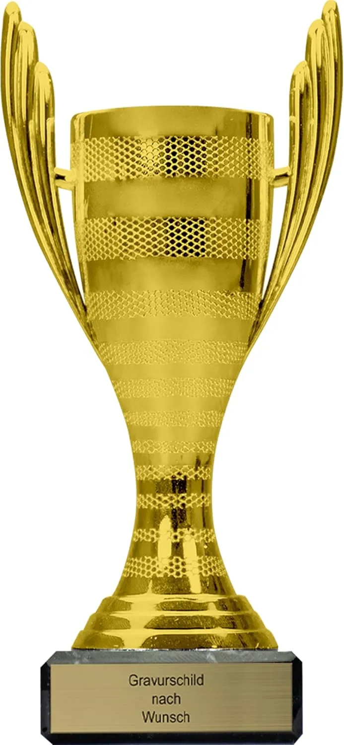 Bild von Pokal-Fabrik Pokal mit Wunschgravur in Gold, Silber oder Bronze, 16 cm mit Marmorsockel, personalisierte Trophäe für Kinder
