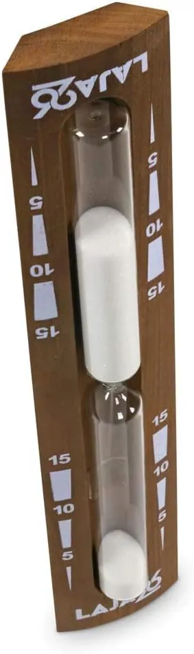 Bild von POOL Total Sauna Sanduhr Konvex aus dunklem Espenholz mit weißem Sand