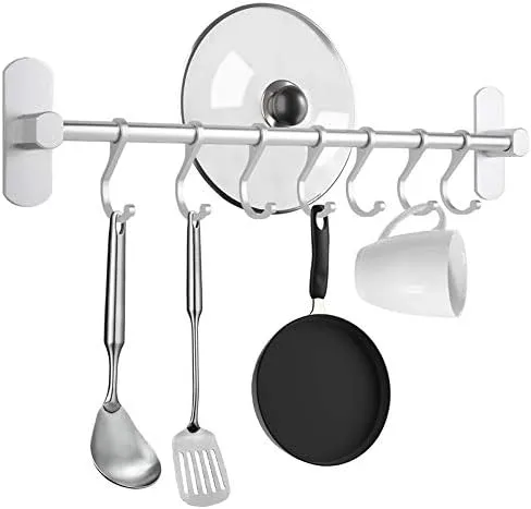 Bild von Poprkdre selbstklebende Hakenleiste für die Küche mit 7 Haken und 20 kg Tragfähigkeit aus Aluminium