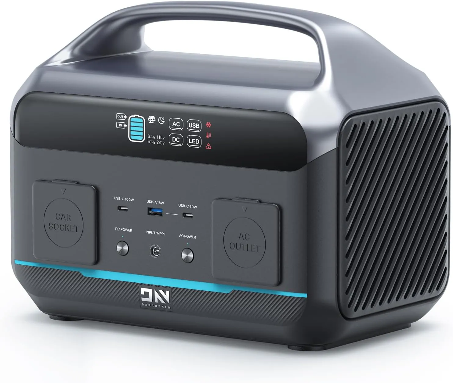 Bild von Portable Power Station mit 600 Watt und 1200 Watt Spitzenleistung, 307.2 Wh Kapazität, LiFePO4 Solar Generator für Reisen, Gartenpartys, Notfälle und DIY Projekte