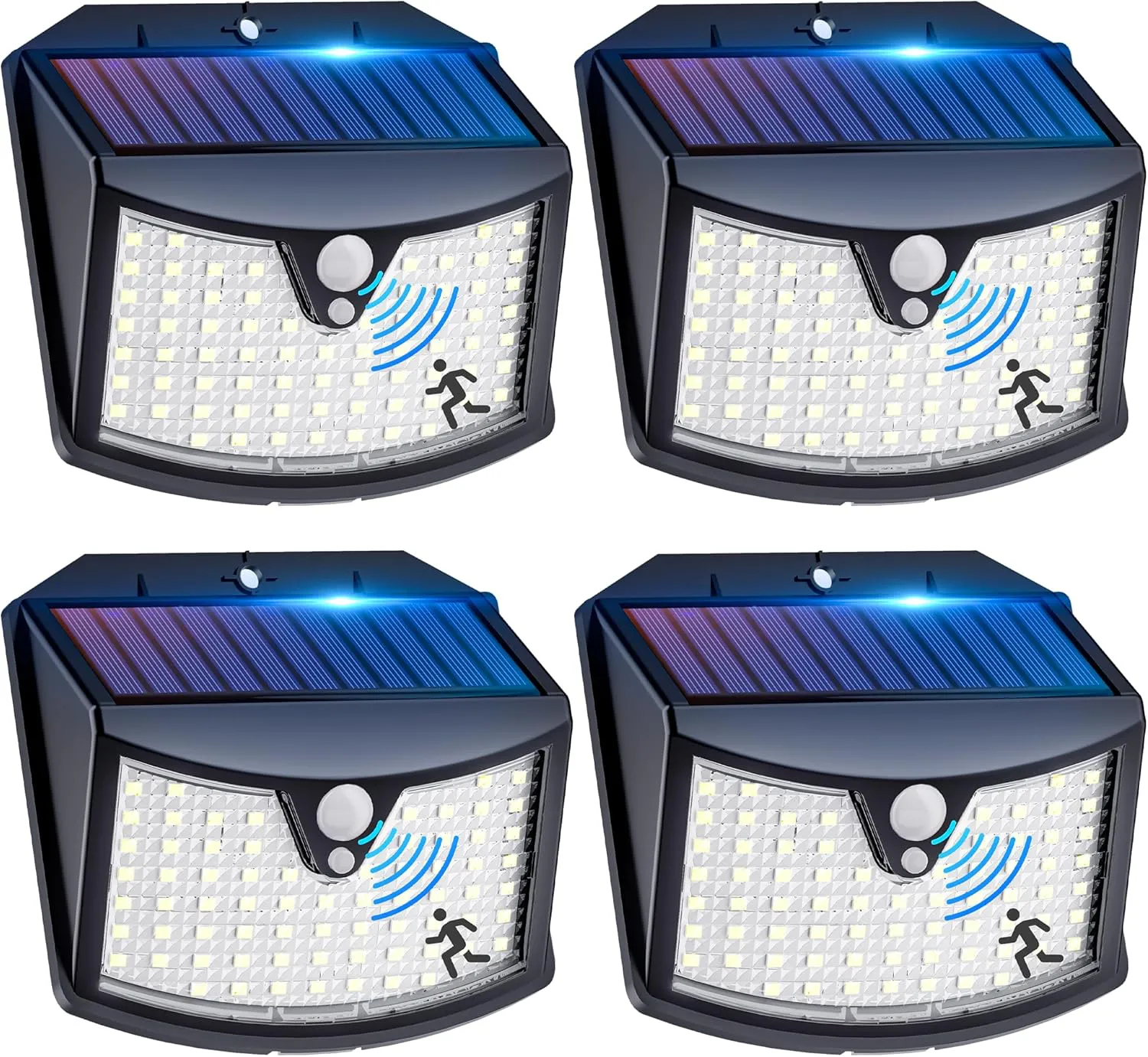 Bild von Possily 4er Set Solarlampen für Außen mit Bewegungsmelder und 3 Modi, IP65 wasserdicht, ideal für Garten, Hof und Garage