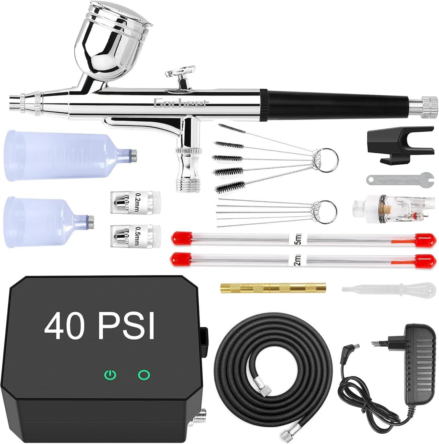 Bild von Powate Airbrush Set mit tragbarem Kompressor und Dual Action für vielseitige Anwendungen wie Kuchendekoration, Makeup und Kunsthandwerk