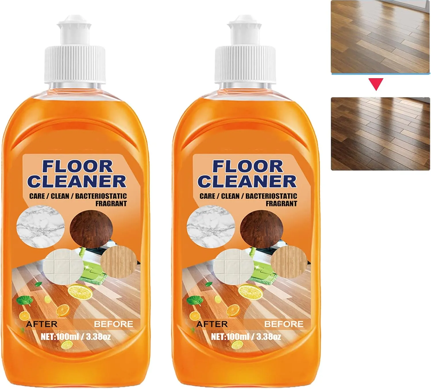 Bild von Powerful Decontamination Bodenreiniger Set mit 2 Flaschen für Holz- und Fliesenböden