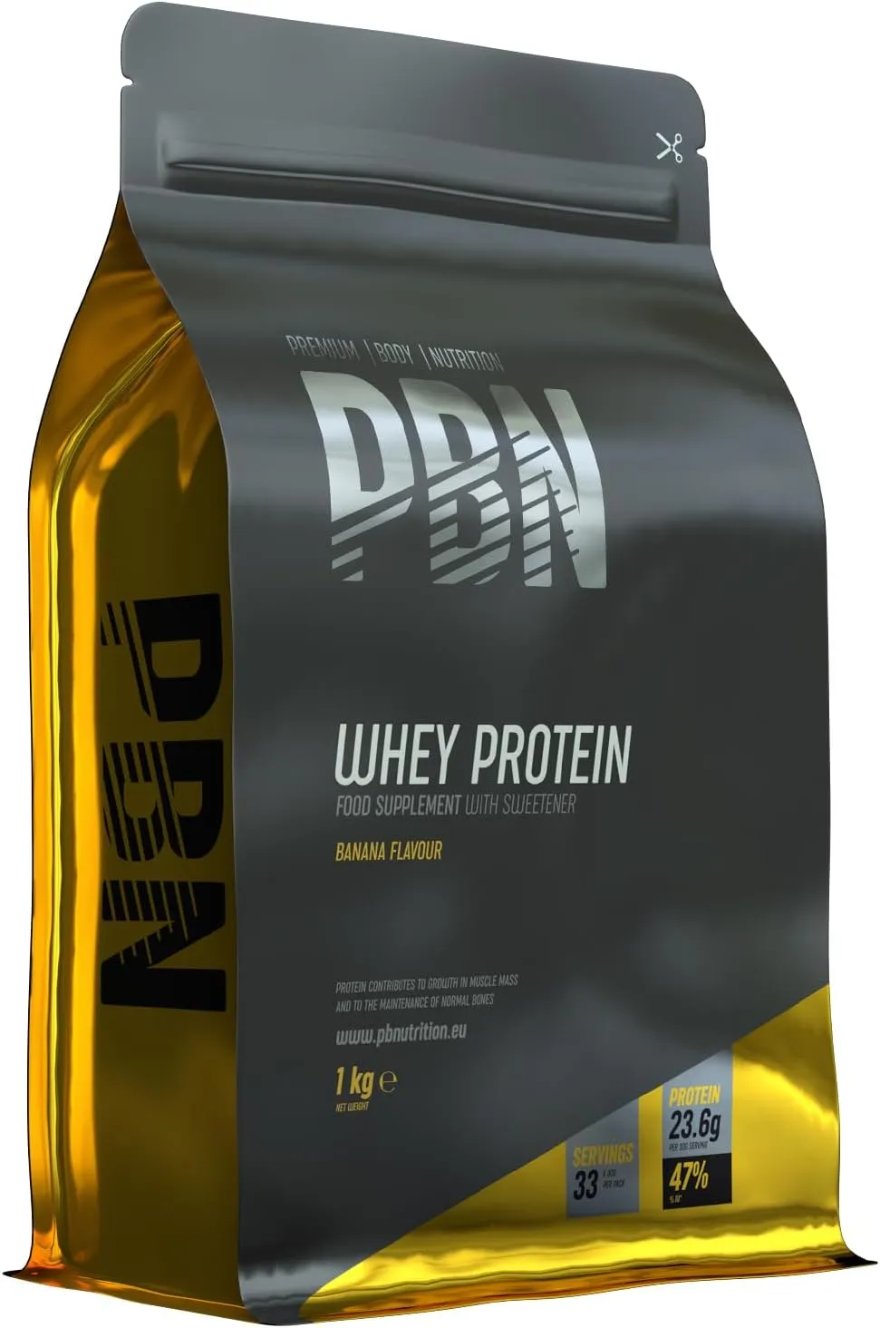 Bild von Premium Body Nutrition Whey Protein 1 kg mit Banane und verbessertem Geschmack