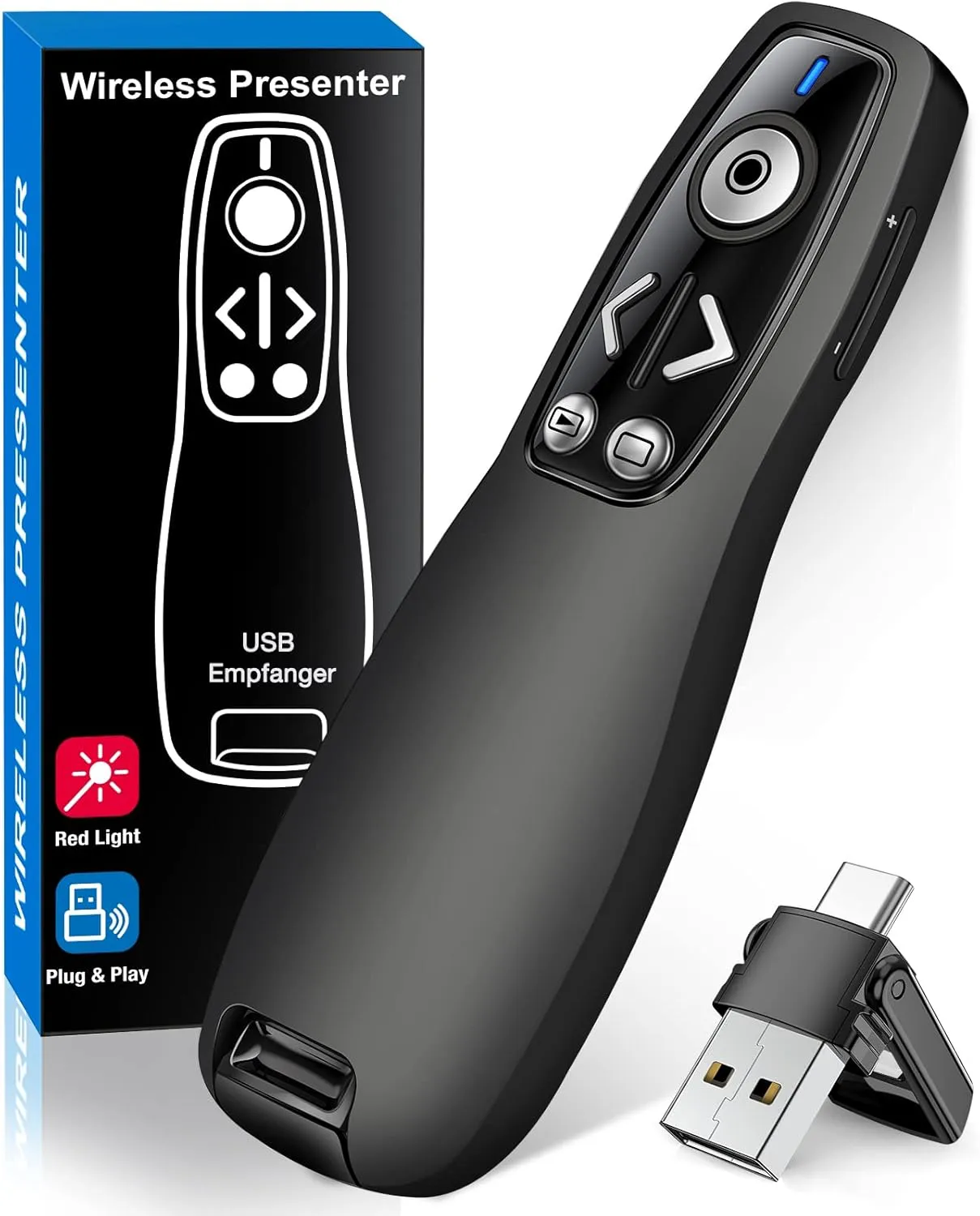 Bild von Presenter mit USB C und 2.4 GHz Wireless Verbindung für PowerPoint und andere Präsentationen