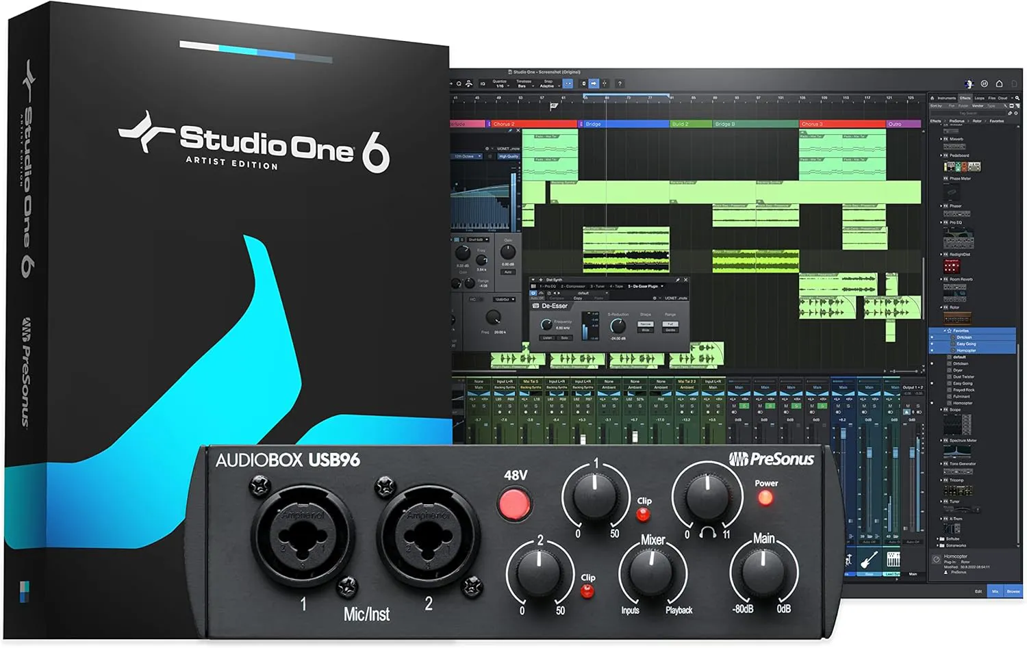 Bild von PreSonus AudioBox 96 USB-Audio-Interface für Aufnahme und Streaming mit Software-Bundle inklusive Studio One Artist und Ableton Live Lite