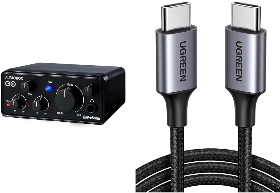 Bild von PreSonus AudioBox GO USB C Audio-Interface mit Studio One Software und UGREEN USB C Ladekabel