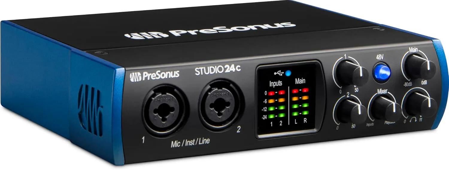 Bild von PreSonus Studio 24c USB-C Audio-Interface für Aufnahme und Streaming mit Software-Bundle inklusive Studio One Artist und Ableton Live Lite